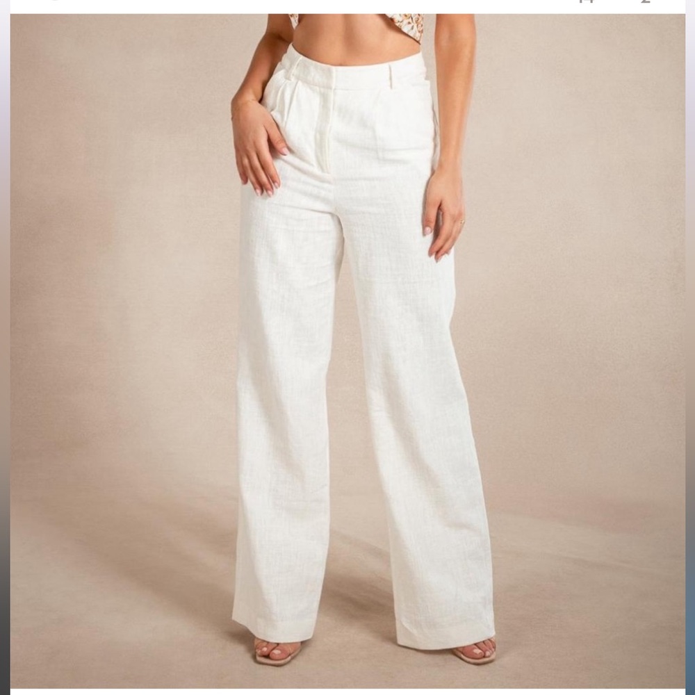 Meshki Wendy wide linen pants white XS